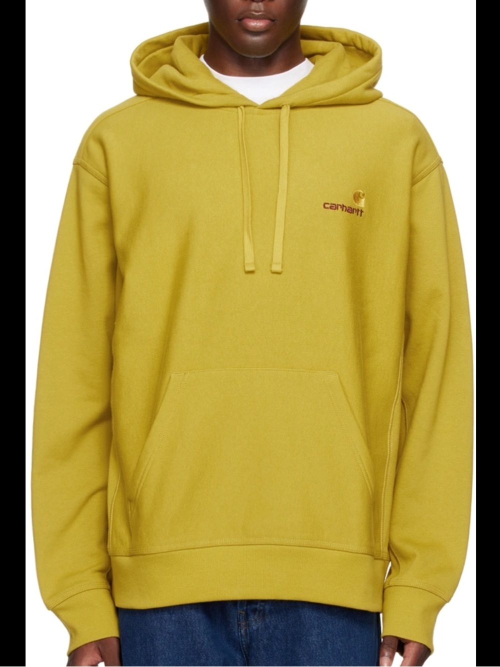 Carhartt Work In Progress American Script yellow hoodie sweatshirt men’s medium